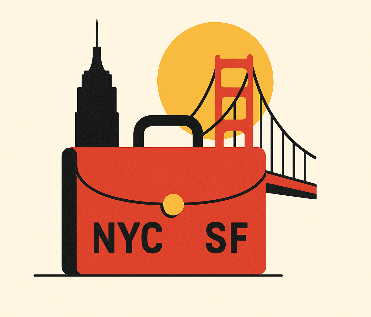 Cover illustration for “NYC vs SF as a Startup Headquarters in 2024”