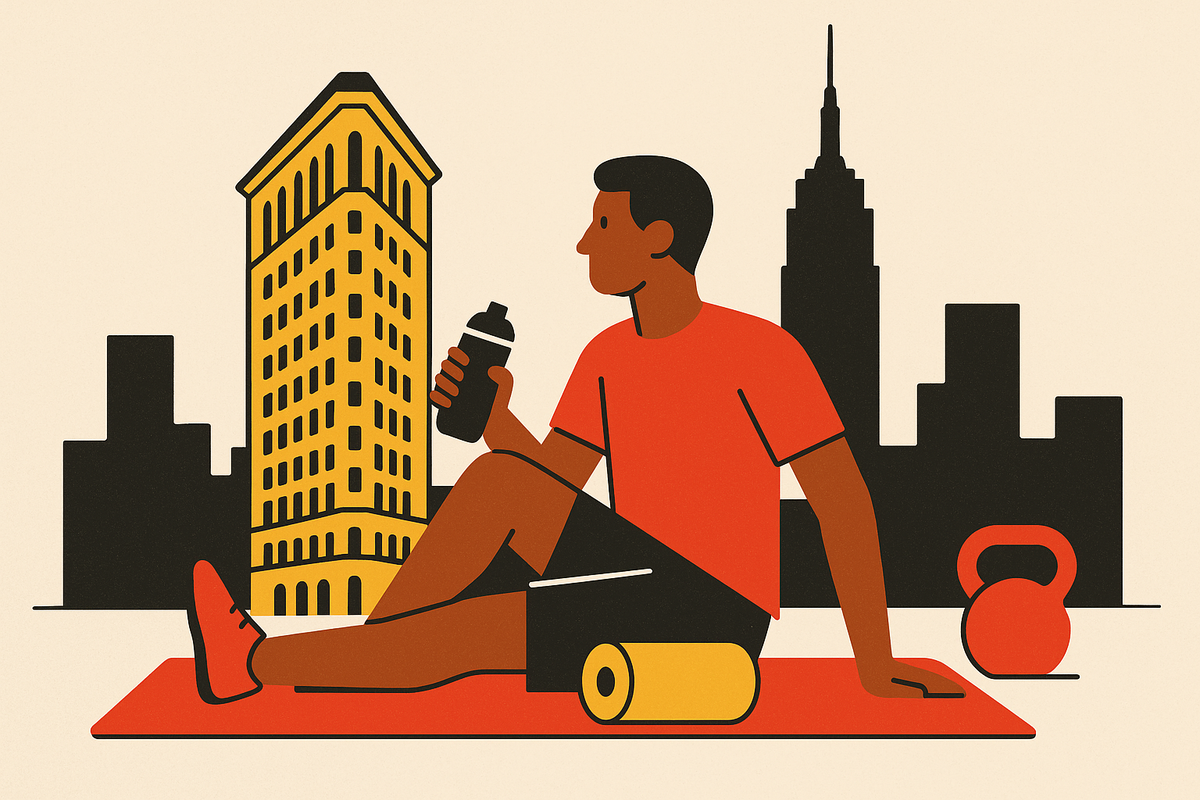 Cover illustration for “NYC Founder Fitness and Recovery Options Near Flatiron and Midtown”