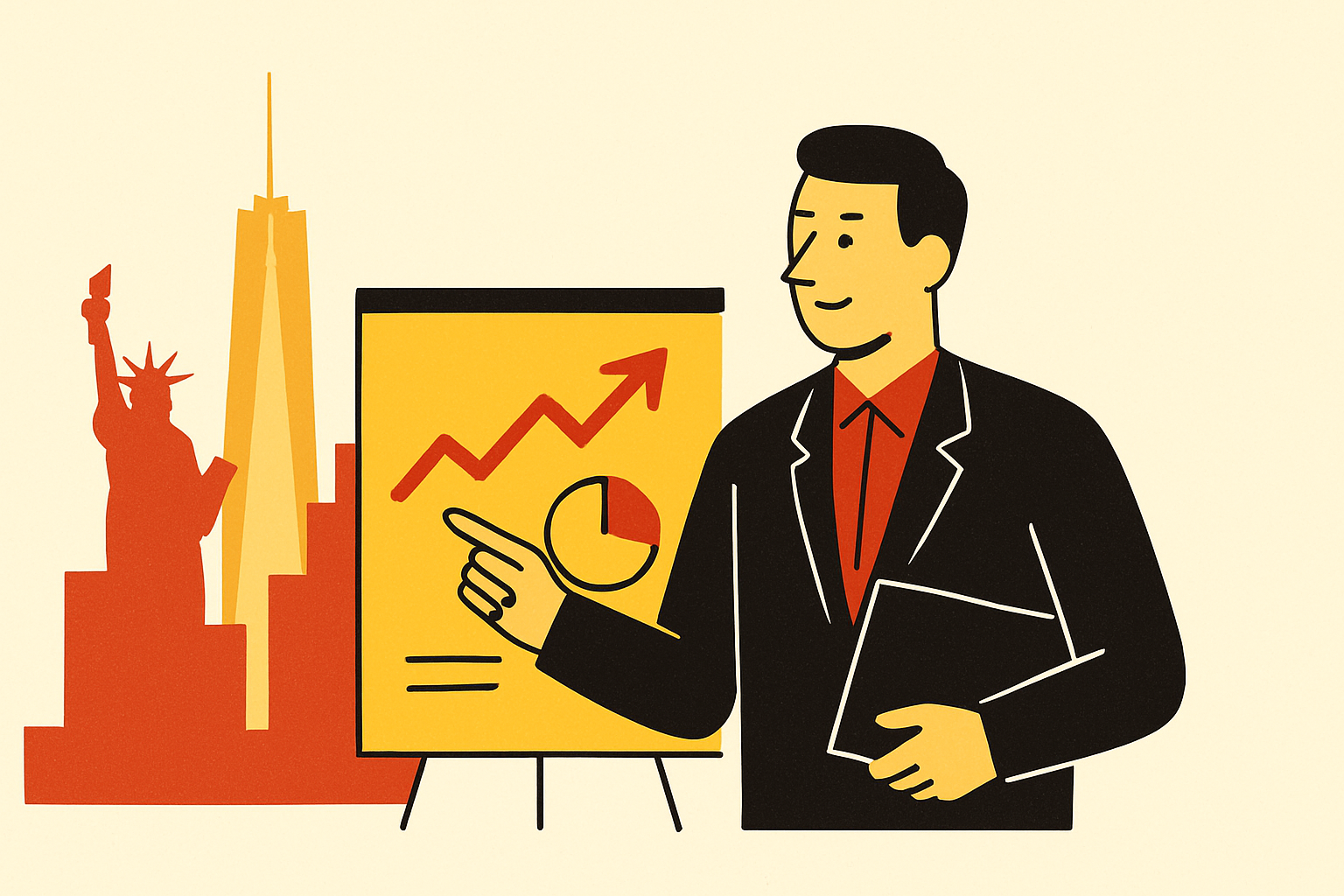 Cover illustration for “Founder-Led Sales Strategies for NYC Fintech Startups”