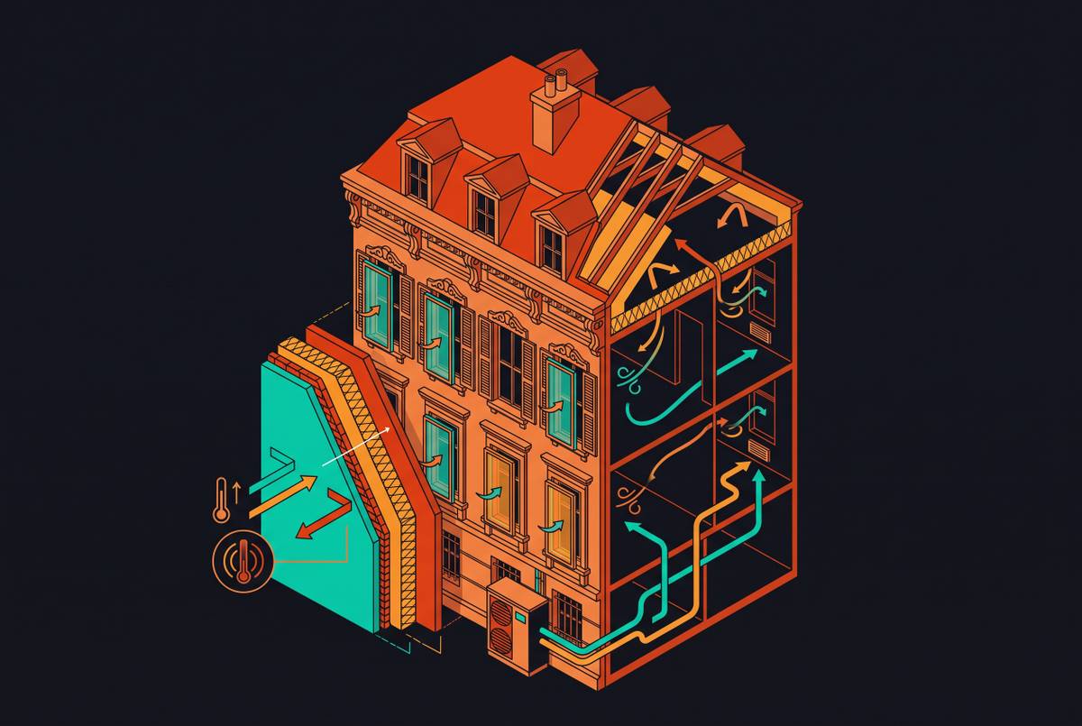 Cover illustration for “Thermal Comfort Retrofits in Historic Urban Buildings”