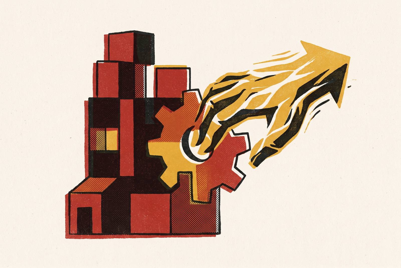 Cover illustration for “Hybrid Content Models Mixing In-House Strategy With External Execution”