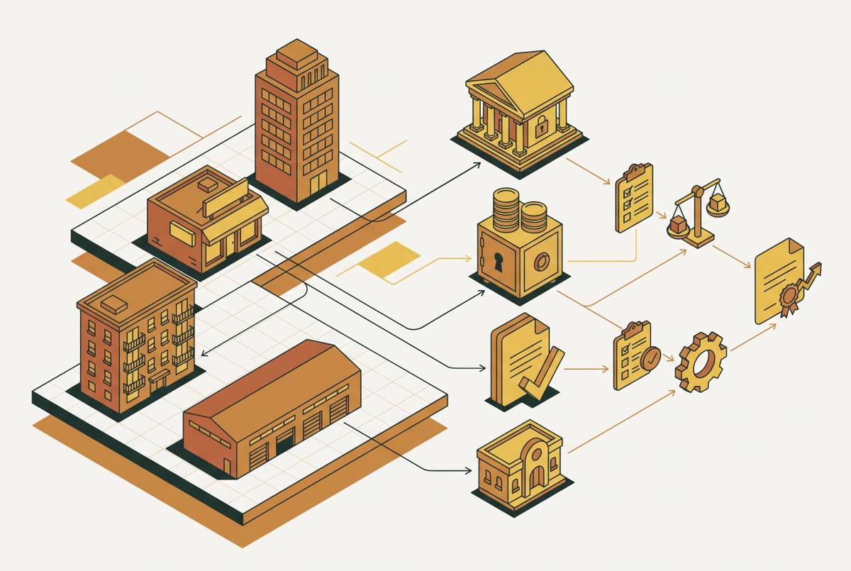 Cover illustration for “Commercial Real Estate Loan Underwriting Guidelines by Lender Type”