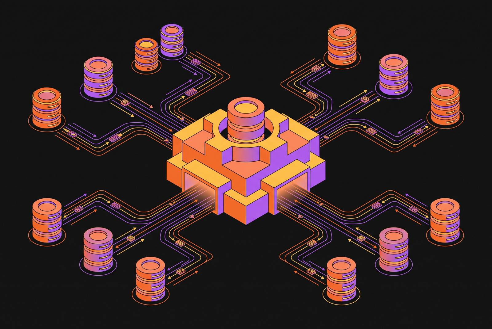 Cover illustration for “Fan-In Replication From Multiple Databases to One Warehouse”