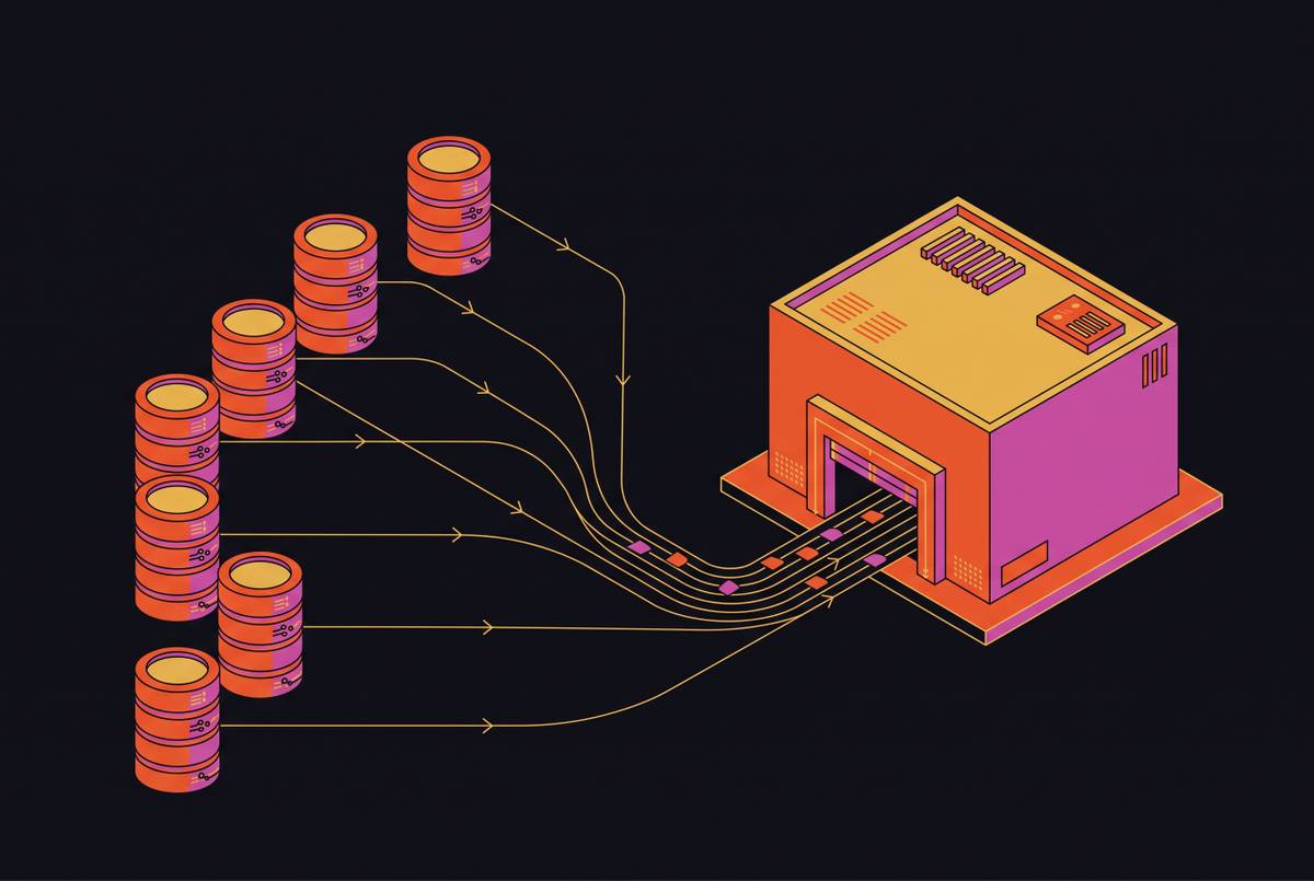 Cover illustration for “Fan-In Replication From Multiple Databases to One Warehouse”
