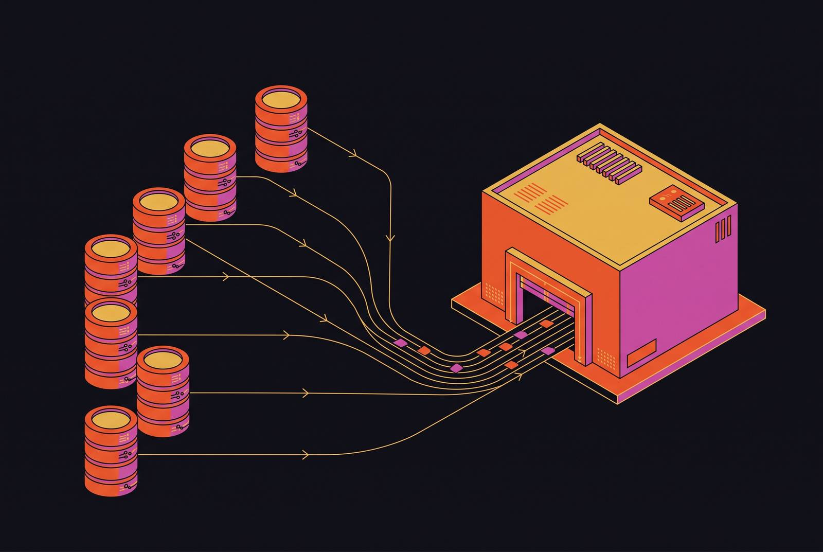 Cover illustration for “Fan-In Replication From Multiple Databases to One Warehouse”