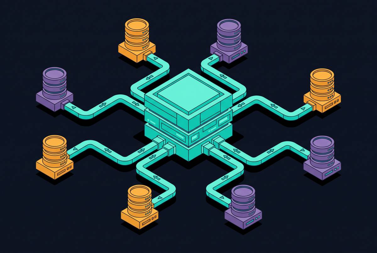 Cover illustration for “Fan-In Replication From Multiple Databases Into One Warehouse”