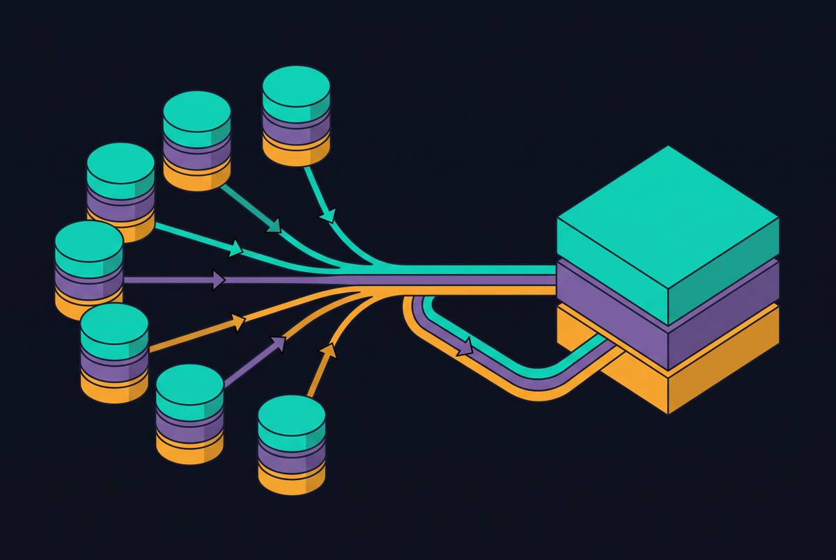 Cover illustration for “Fan-In Replication From Multiple Databases Into One Warehouse”