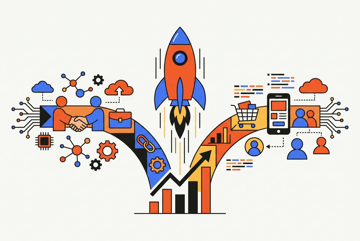 Cover illustration for “Go-to-Market Strategy Examples for B2B and B2C Startups”