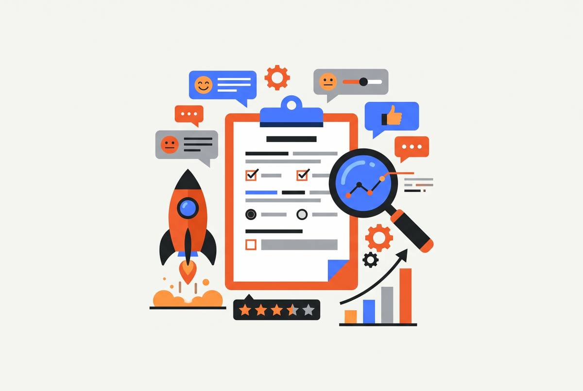 Cover illustration for “User Feedback Survey Design for Pre-Launch Startups”