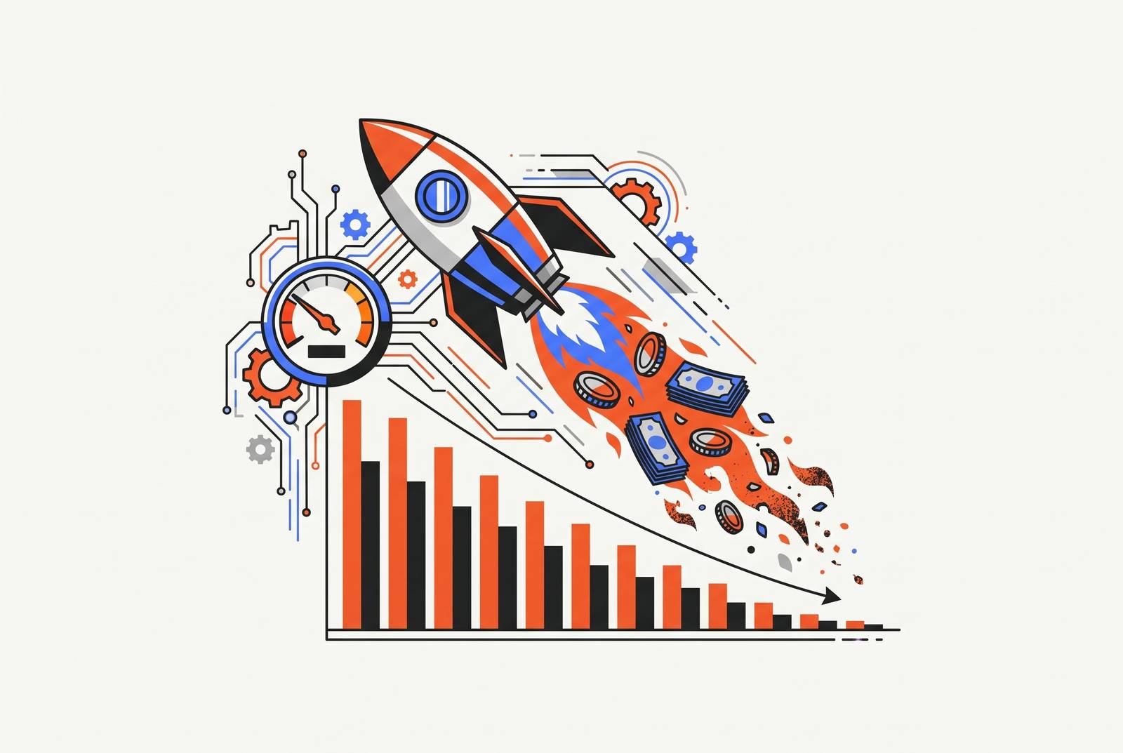 Cover illustration for “Burn Rate Formula for Pre-Revenue Startups”