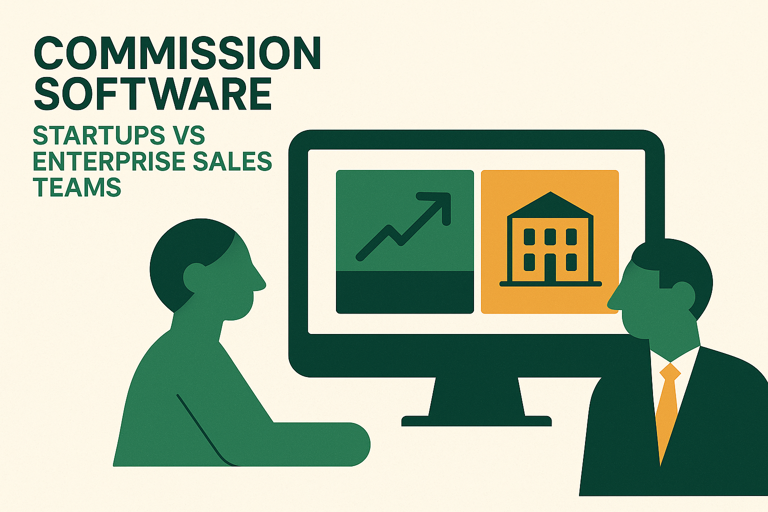 Cover illustration for “Commission Software for Startups vs Enterprise Sales Teams”