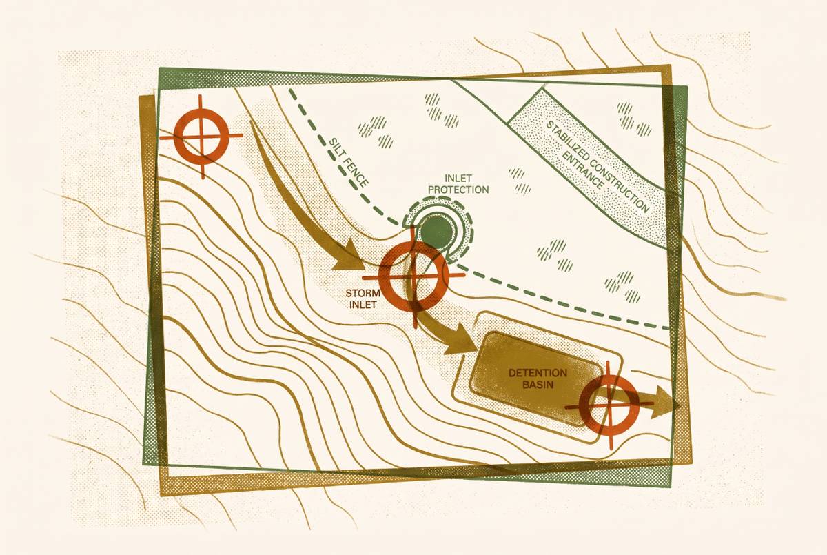Cover illustration for “How Drainage Reports and SWPPPs Align on Grading Plan Sets”