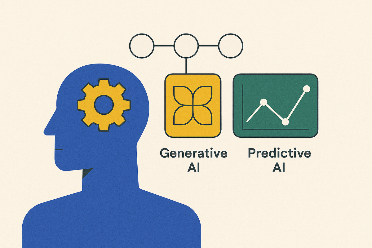 Cover illustration for “Agentic AI vs Generative AI vs Predictive AI Compared”
