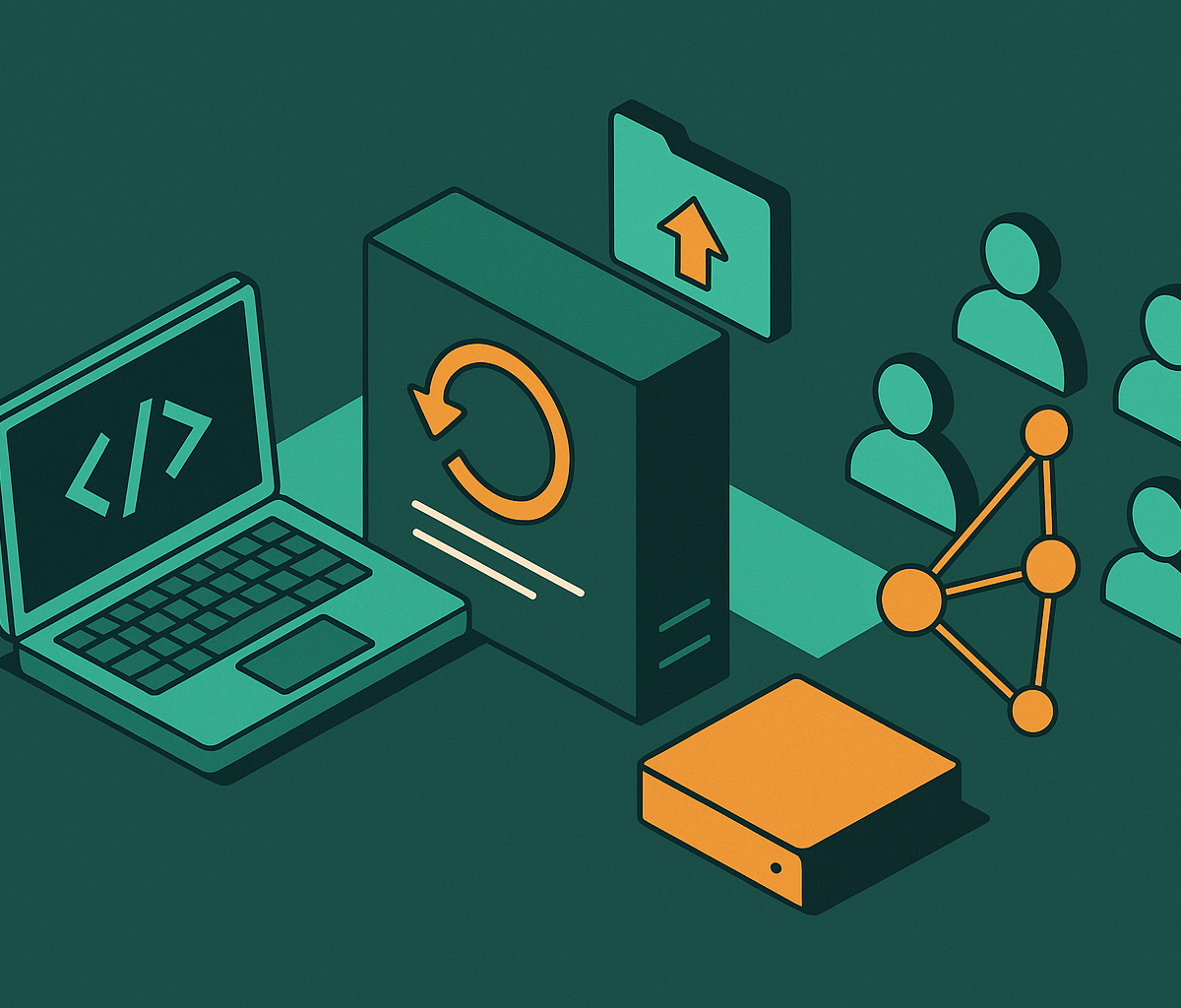 Cover illustration for “approaches to sharing and activating reproducible dev environments across teams”