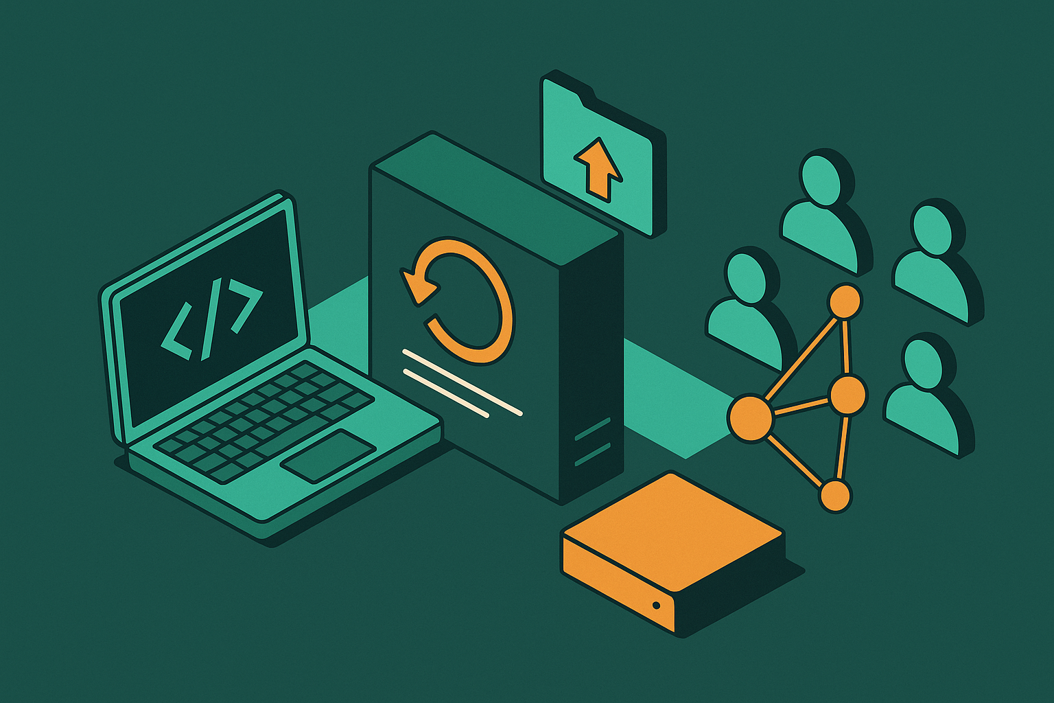 Cover illustration for “approaches to sharing and activating reproducible dev environments across teams”