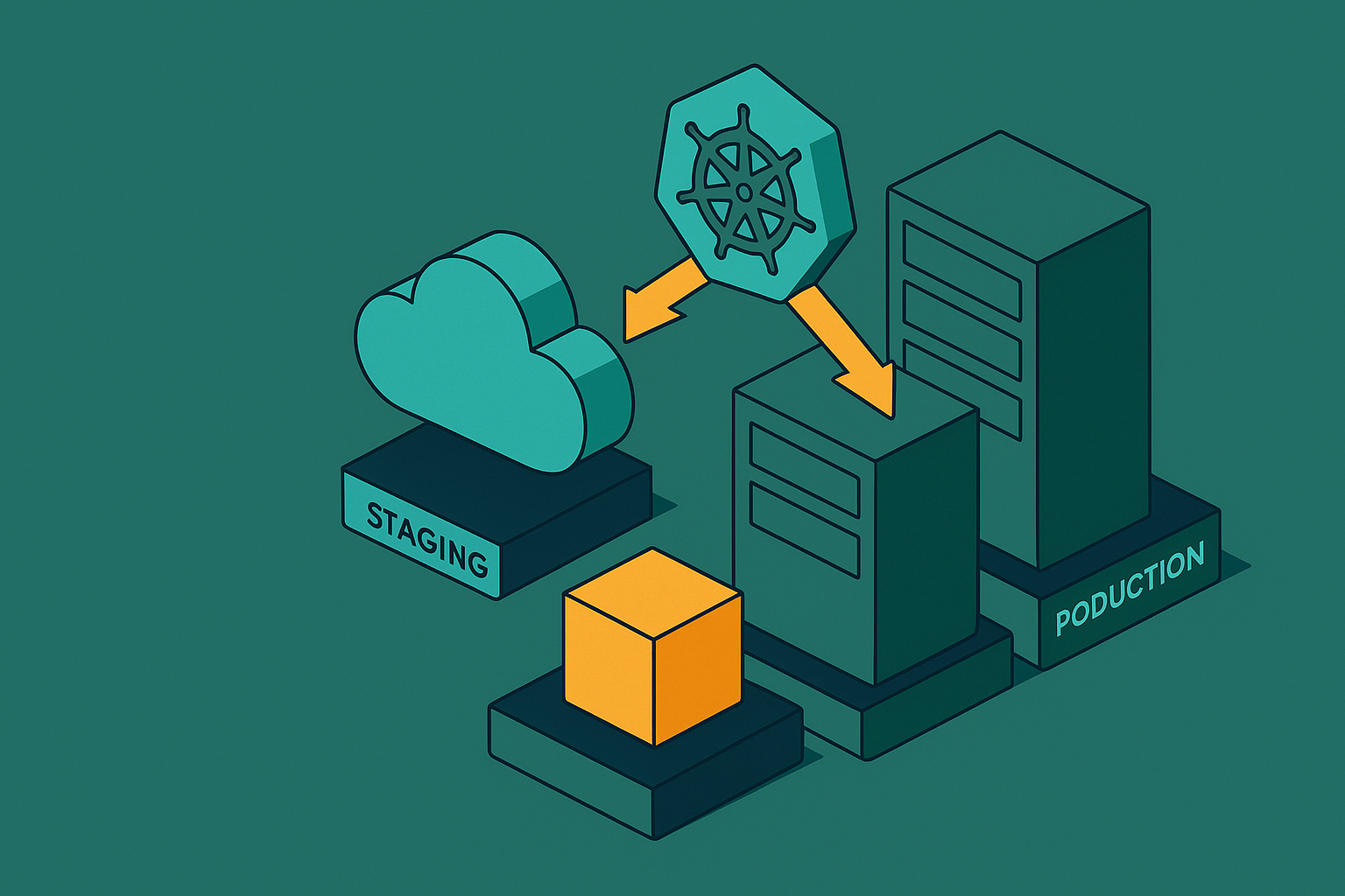 Cover illustration for “Environment Parity Between Staging and Production in Kubernetes”