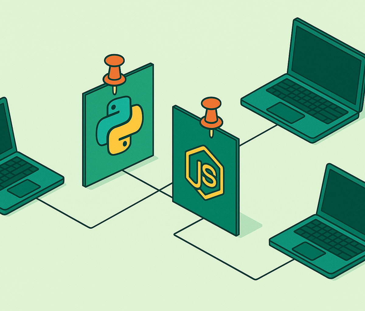 Cover illustration for “Pinning Python and Node Toolchains Across Developer Machines”