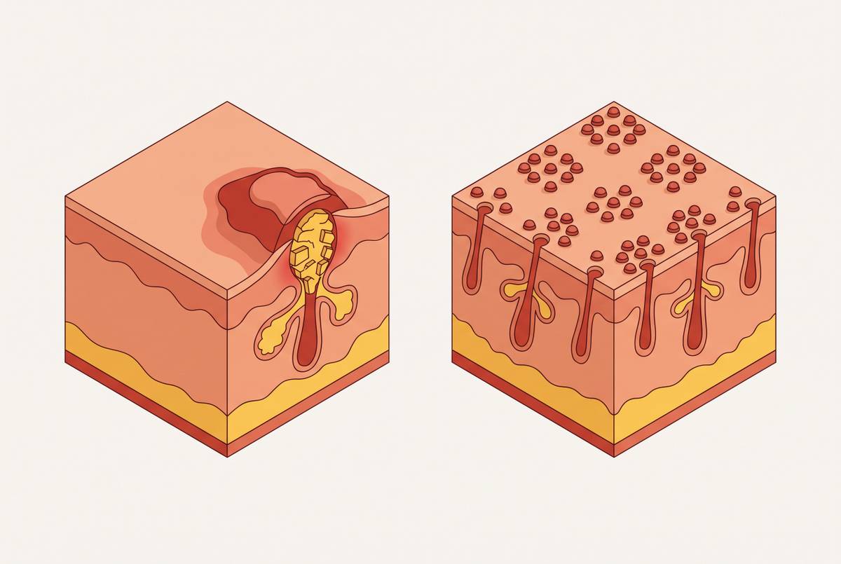 Cover illustration for “Acne Vulgaris vs Fungal Acne Differences”