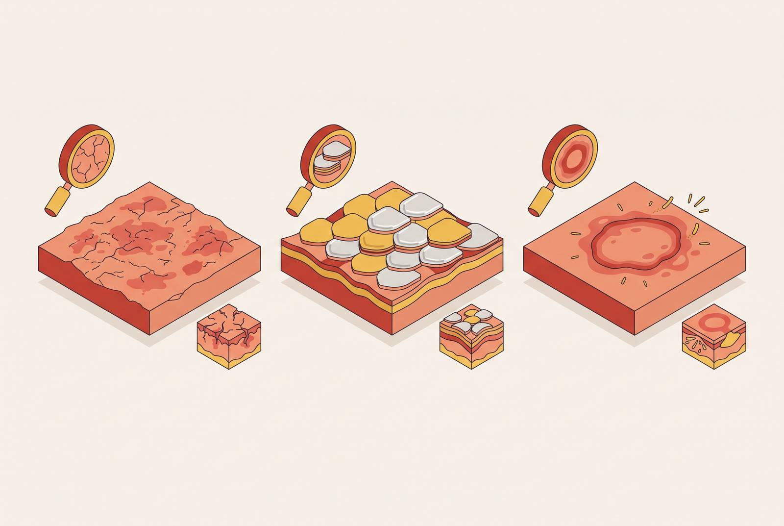 Cover illustration for “Eczema vs Psoriasis vs Fungal Rash Visual Differences”