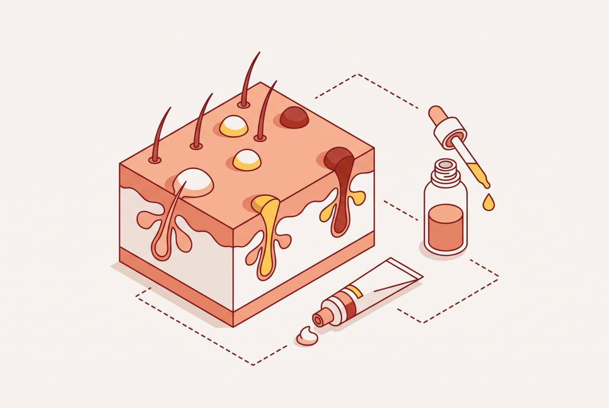 Cover illustration for “Comedonal Acne Causes and Prescription Treatments”