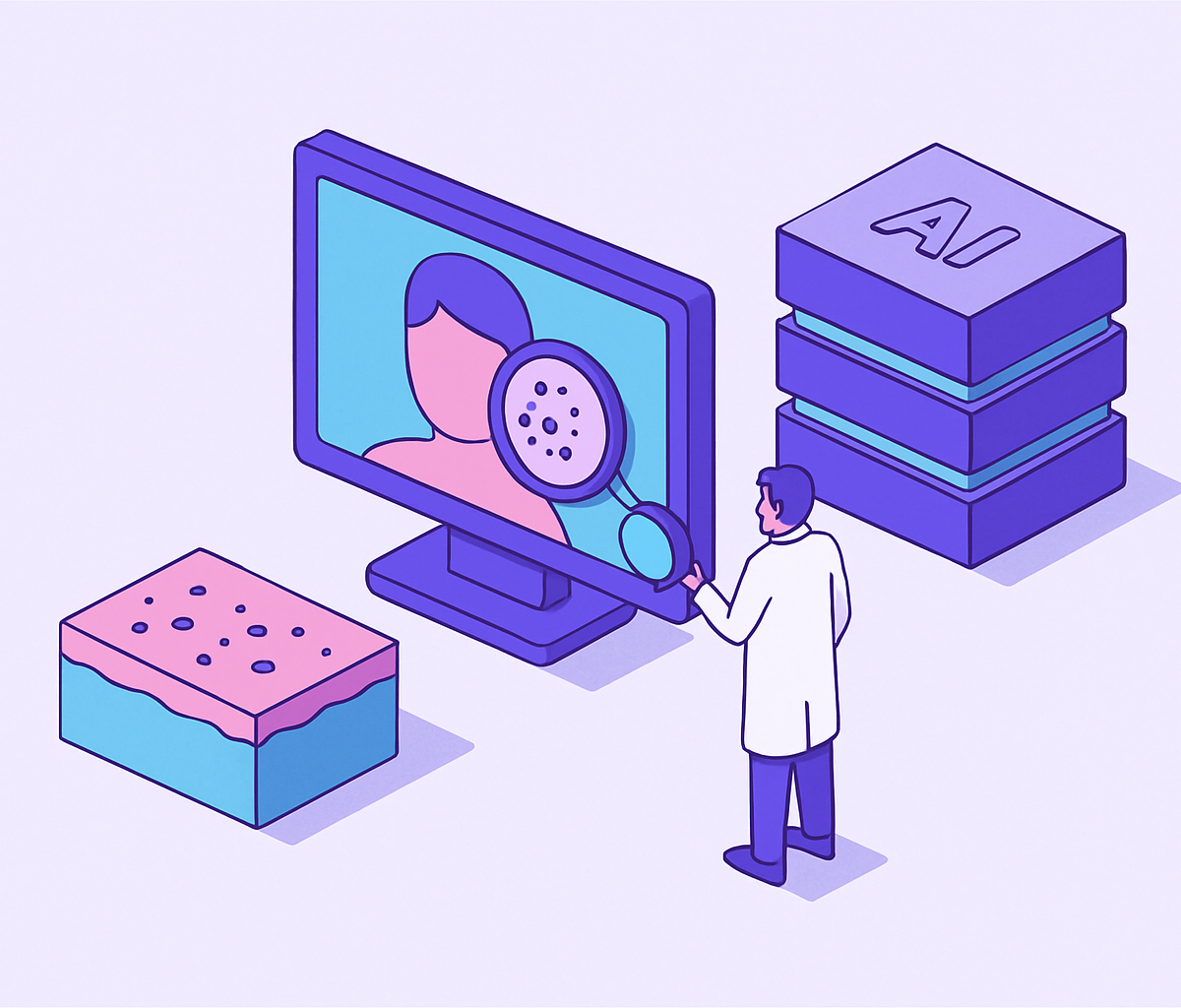 Cover illustration for “Clinical Accuracy of AI Dermatology Tools Versus Clinicians”