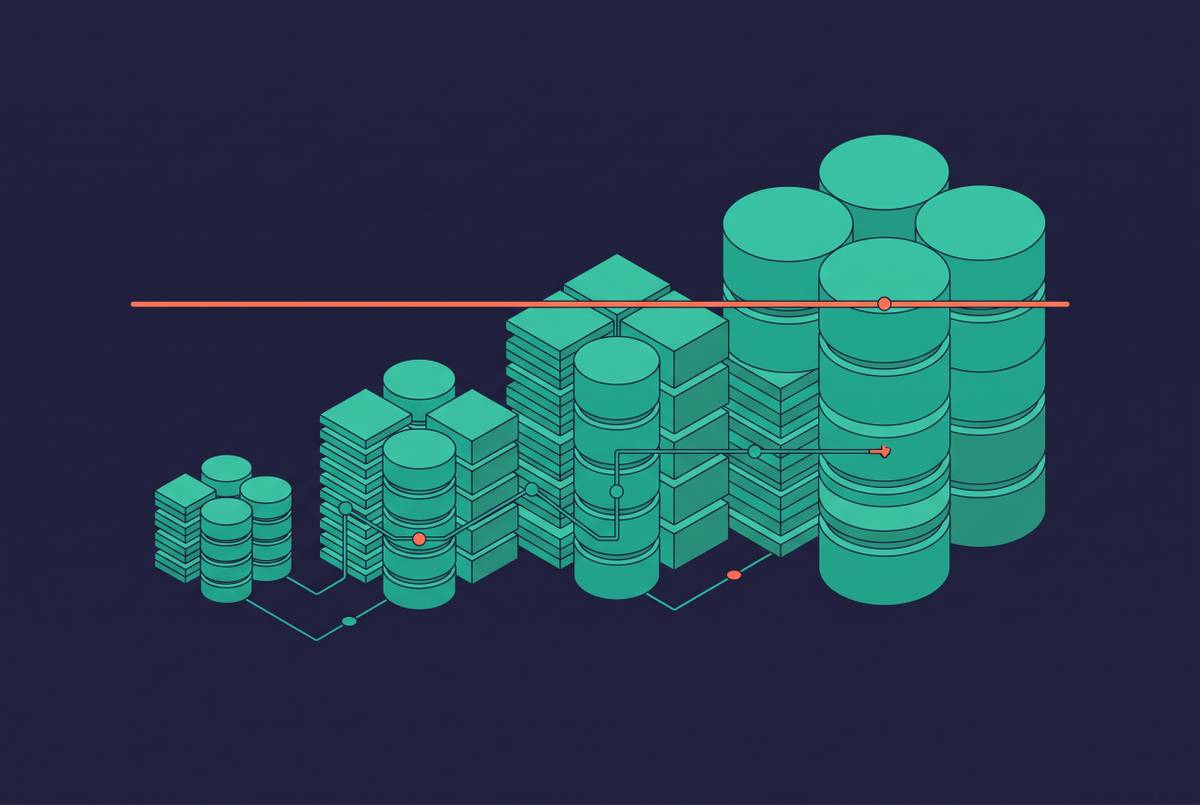 Cover illustration for “P99 Latency Stability at Growing Data Volumes in Managed OLAP Databases”