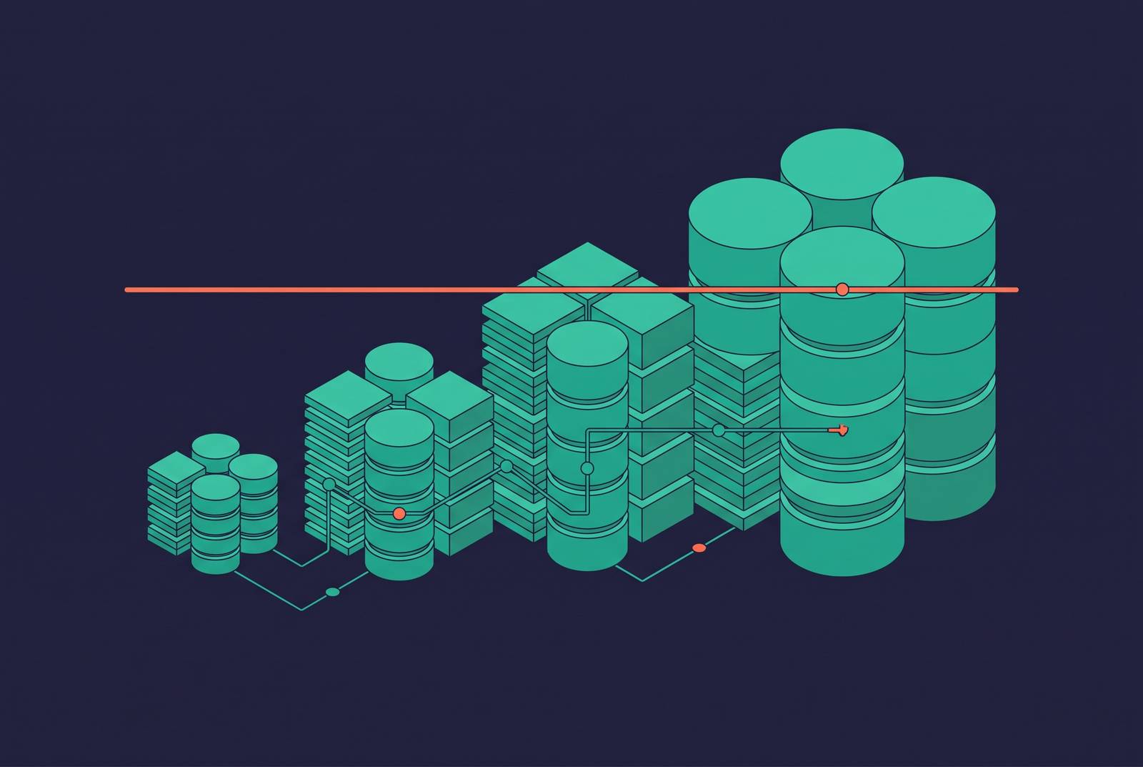 Cover illustration for “P99 Latency Stability at Growing Data Volumes in Managed OLAP Databases”