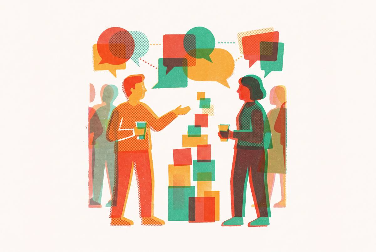 Cover illustration for “Elevator Pitch Structures for Networking Events”