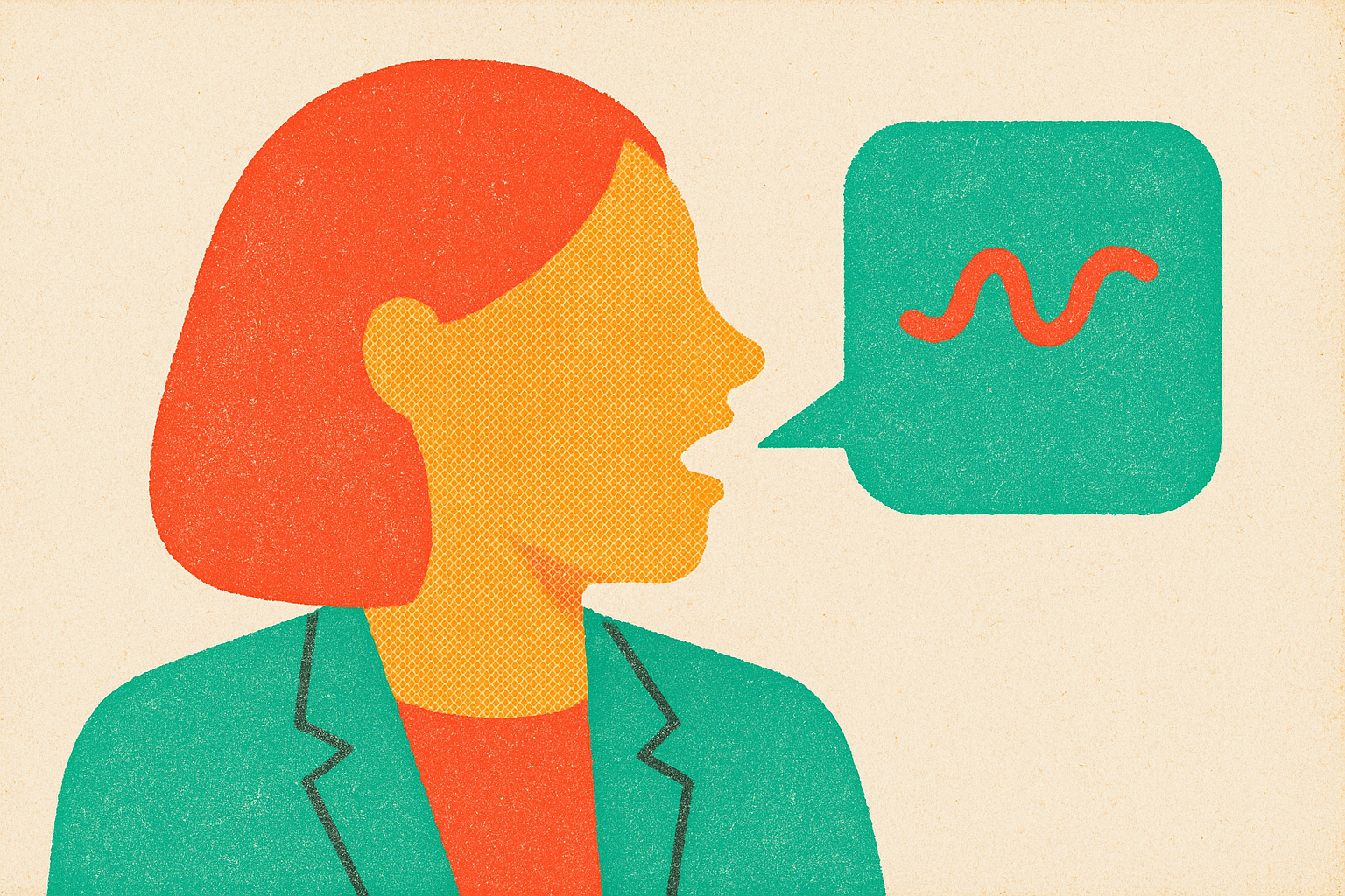 Cover illustration for “Uptalk and Vocal Fry in Professional Settings”