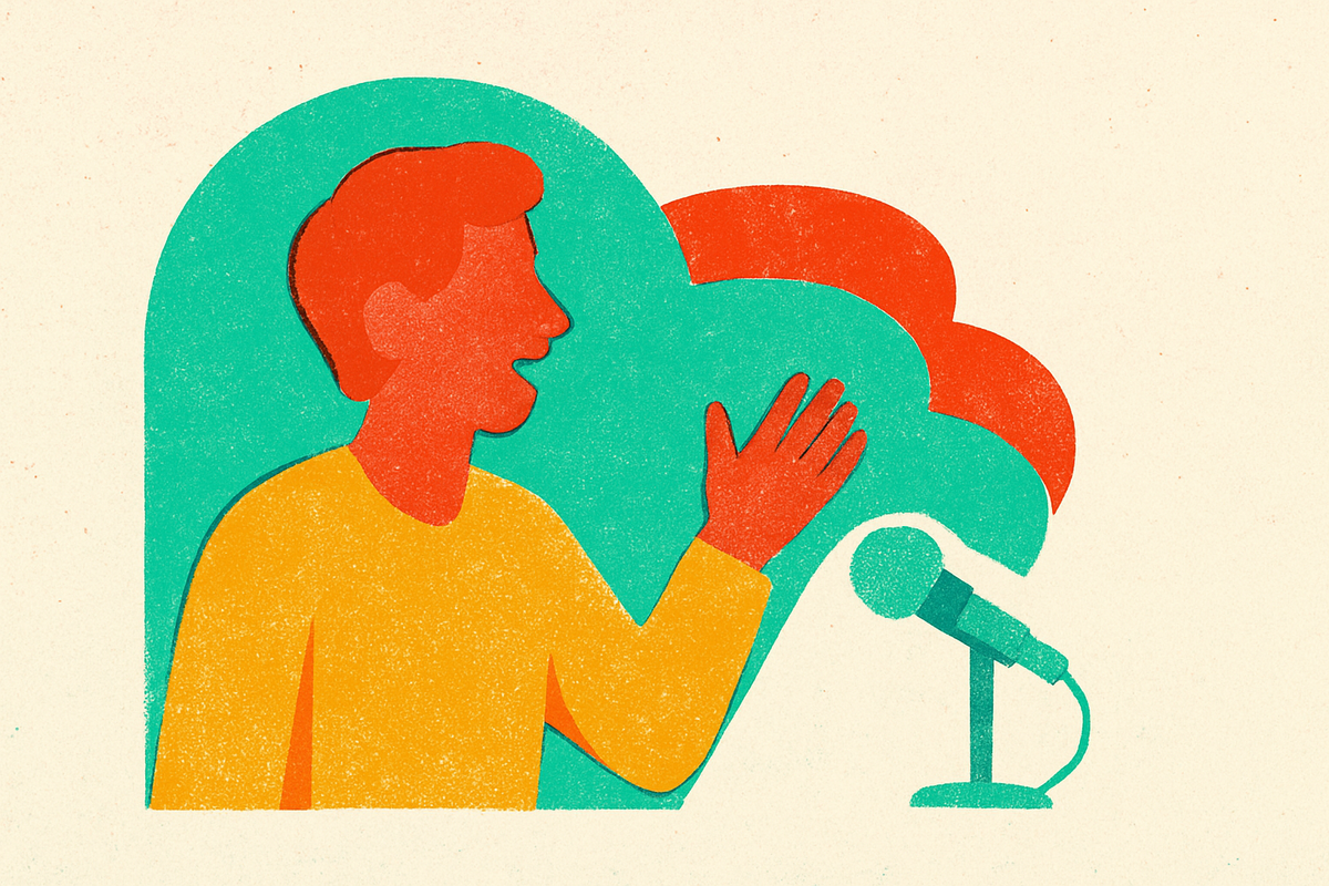 Cover illustration for “Improv Comedy as a Public Speaking Training Method”