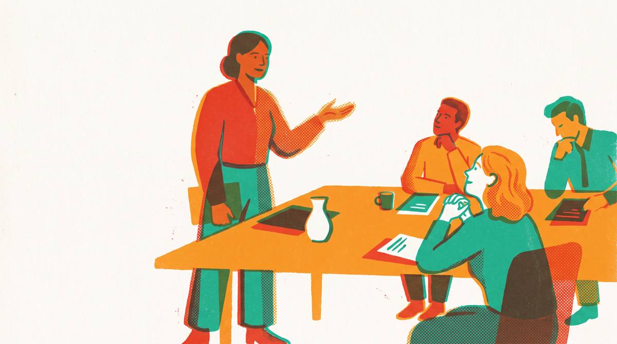 Cover illustration for “Confident Speaking at Work Without Seeming Aggressive”