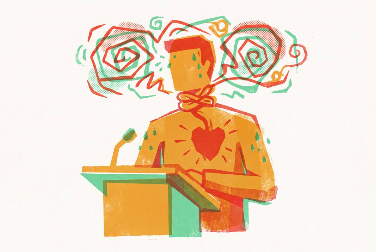 Cover illustration for “Glossophobia Causes and Symptoms”