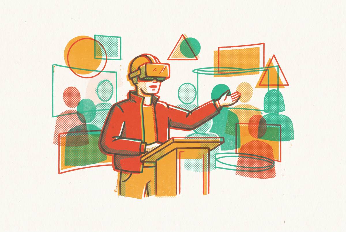 Cover illustration for “Virtual Reality Public Speaking Simulators”