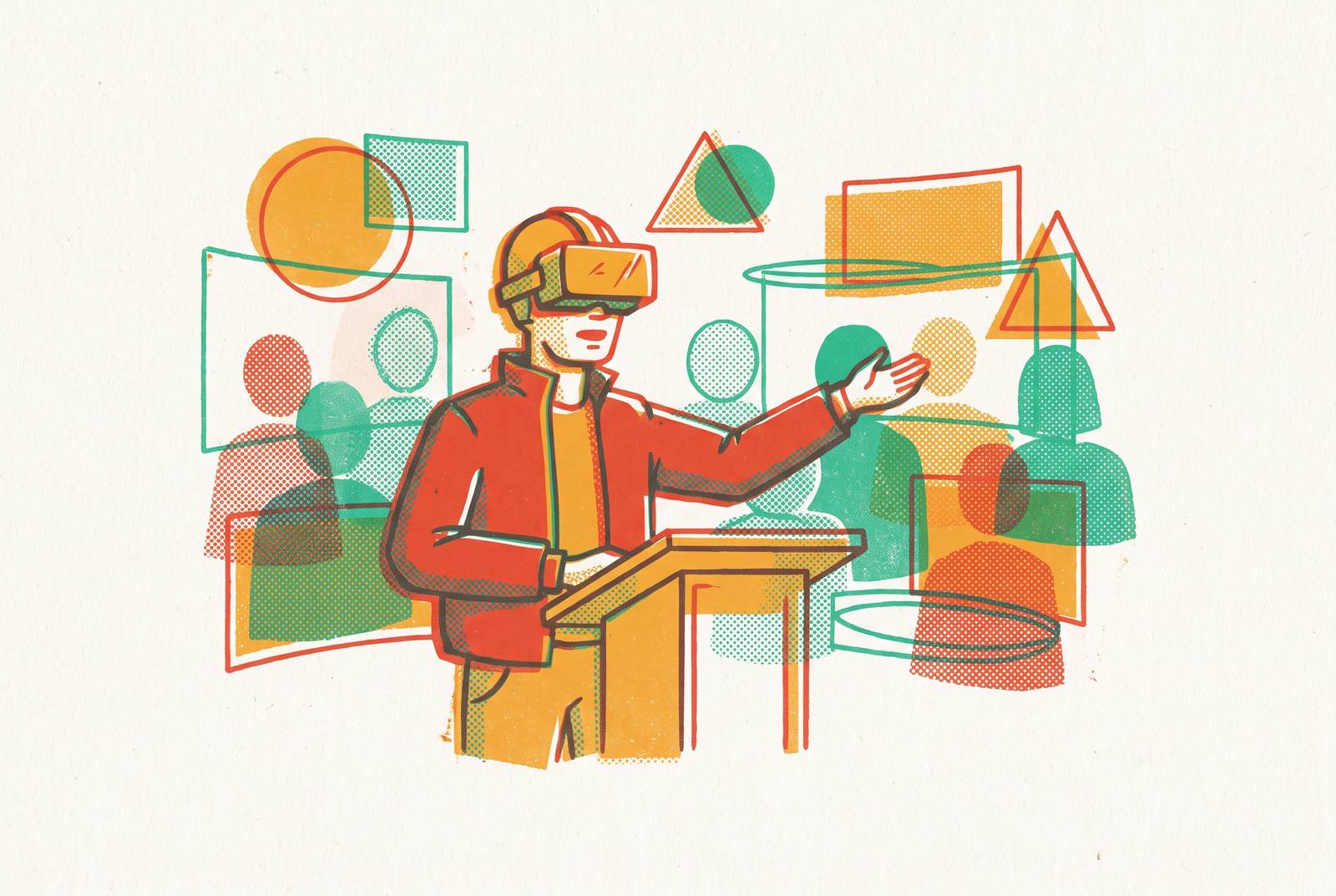 Cover illustration for “Virtual Reality Public Speaking Simulators”