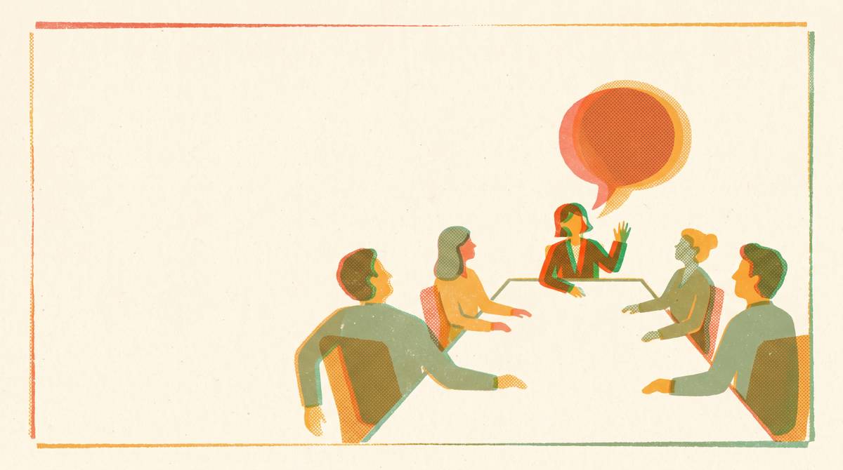 Cover illustration for “Introverts Speaking Up in Meetings”