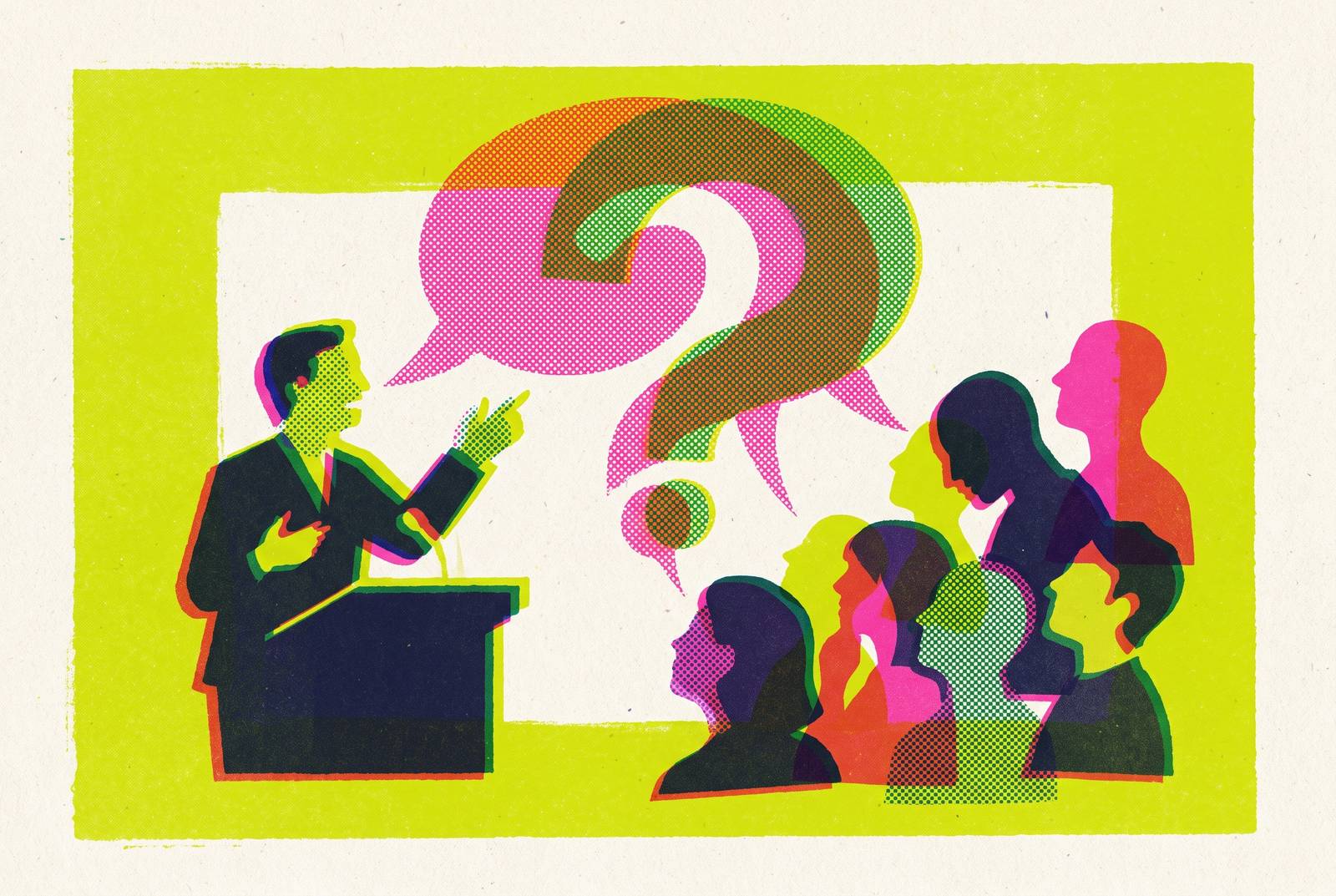 Cover illustration for “Rhetorical Questions and Audience Engagement in Speeches”