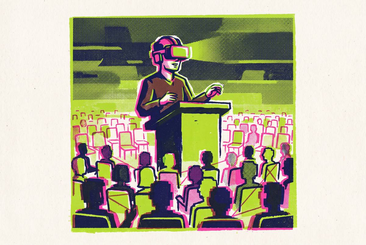 Cover illustration for “Virtual Reality Exposure for Public Speaking Fear”
