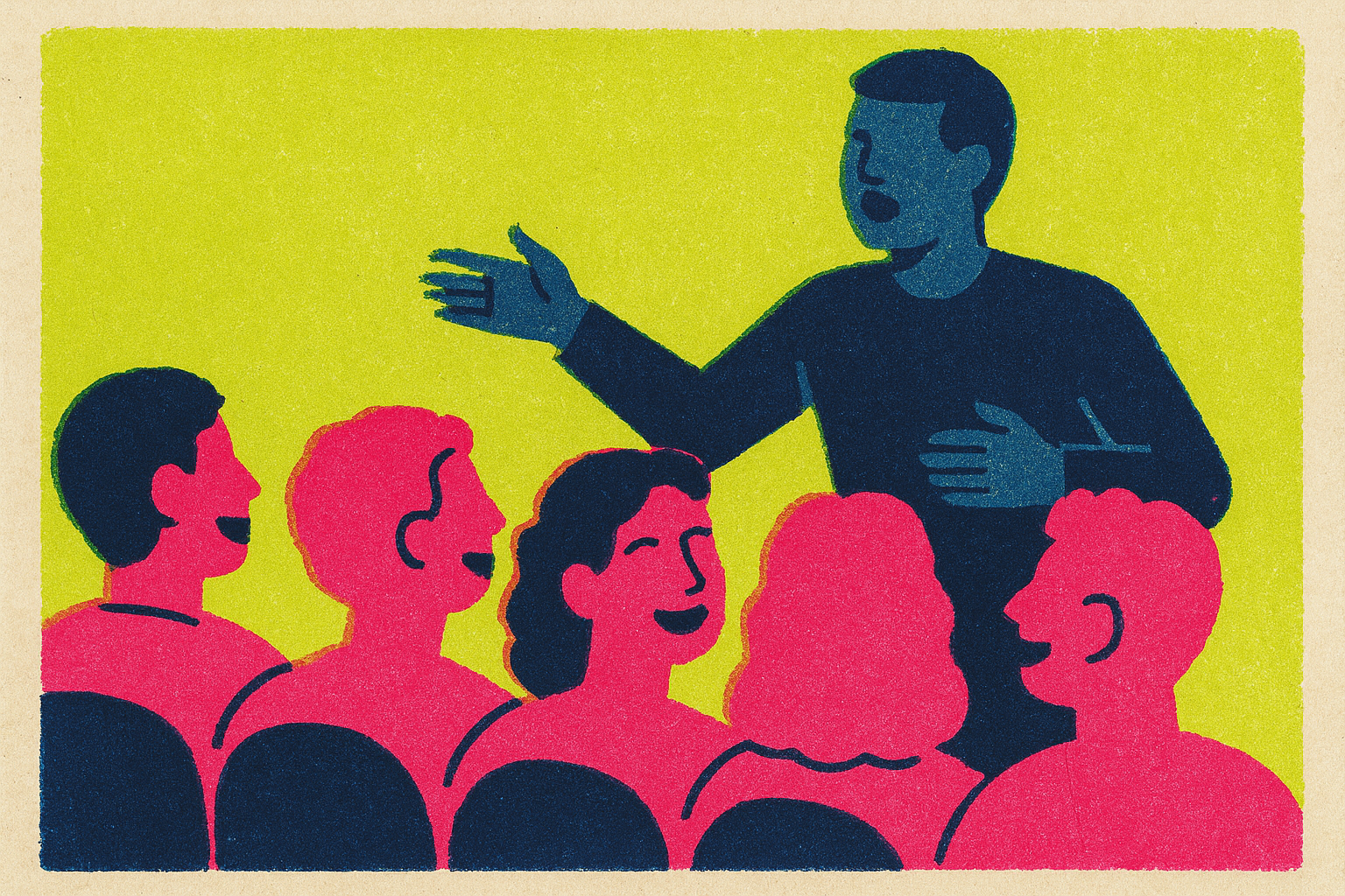 Cover illustration for “Emotional Contagion Between Speaker and Audience”