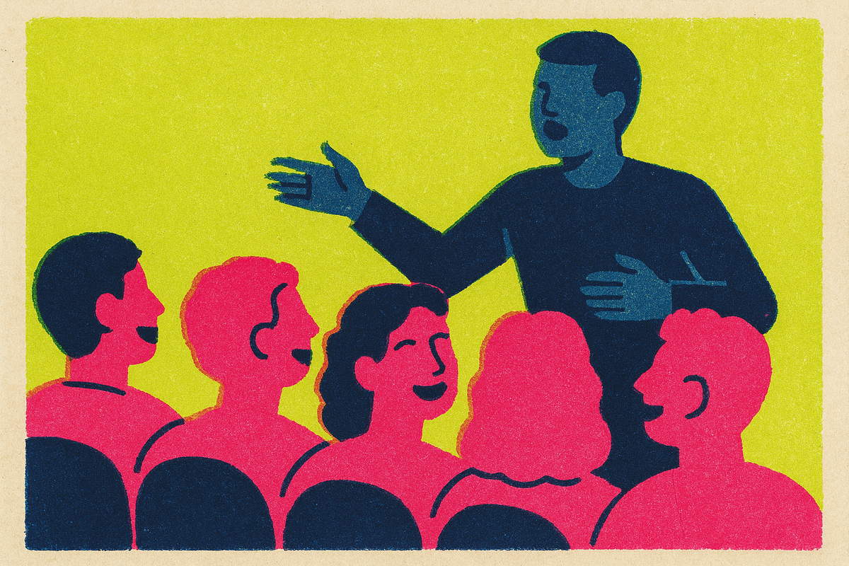 Cover illustration for “Emotional Contagion Between Speaker and Audience”