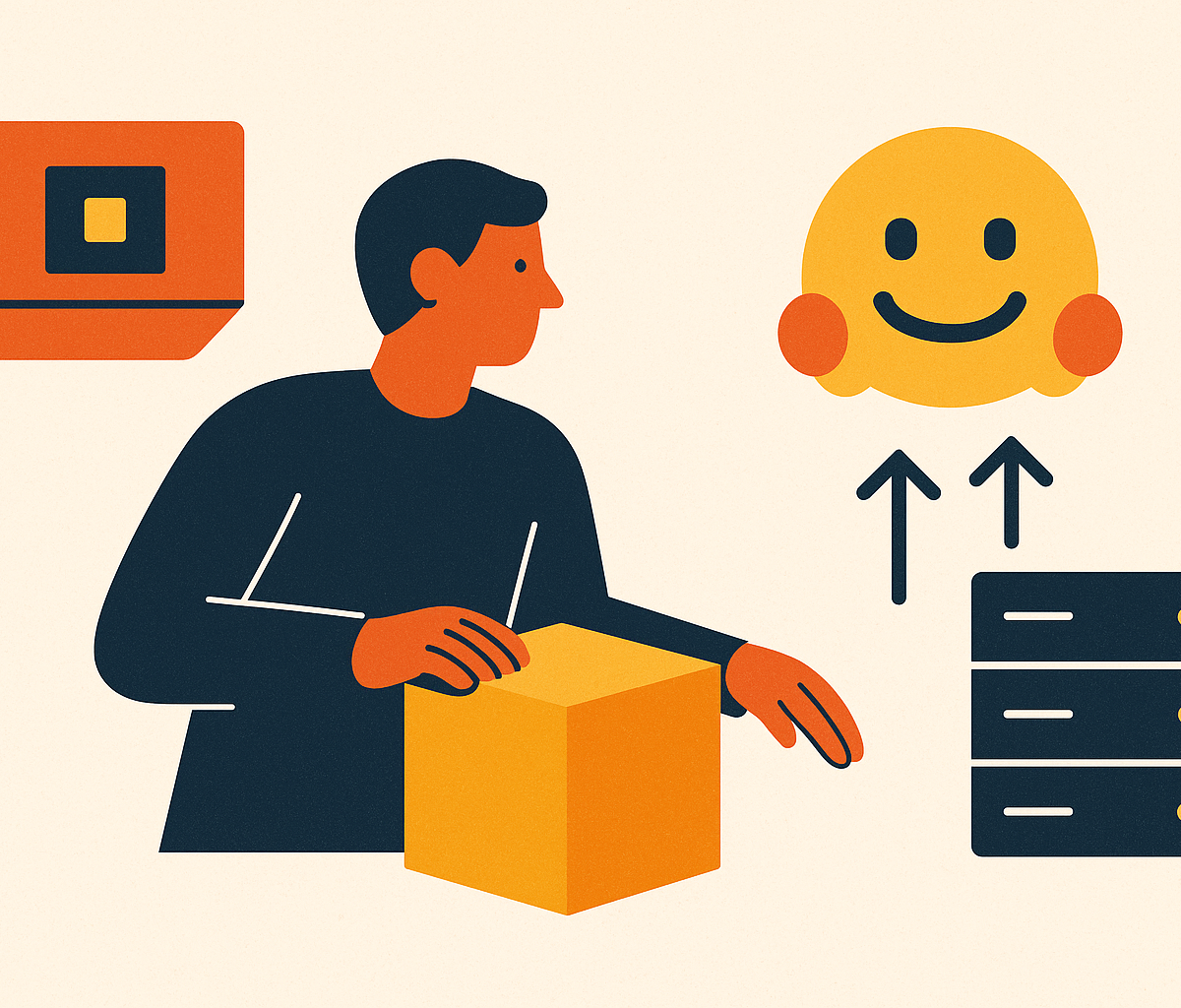 Cover illustration for “Deploying Hugging Face Models to Production Without MLOps Teams”