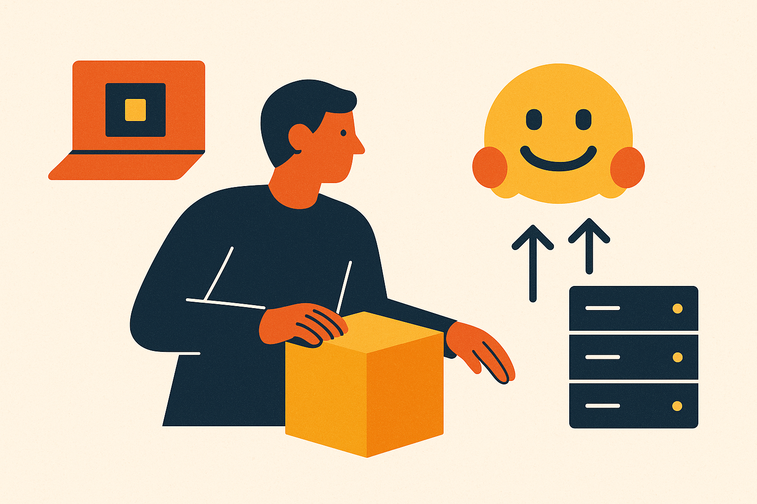 Cover illustration for “Deploying Hugging Face Models to Production Without MLOps Teams”