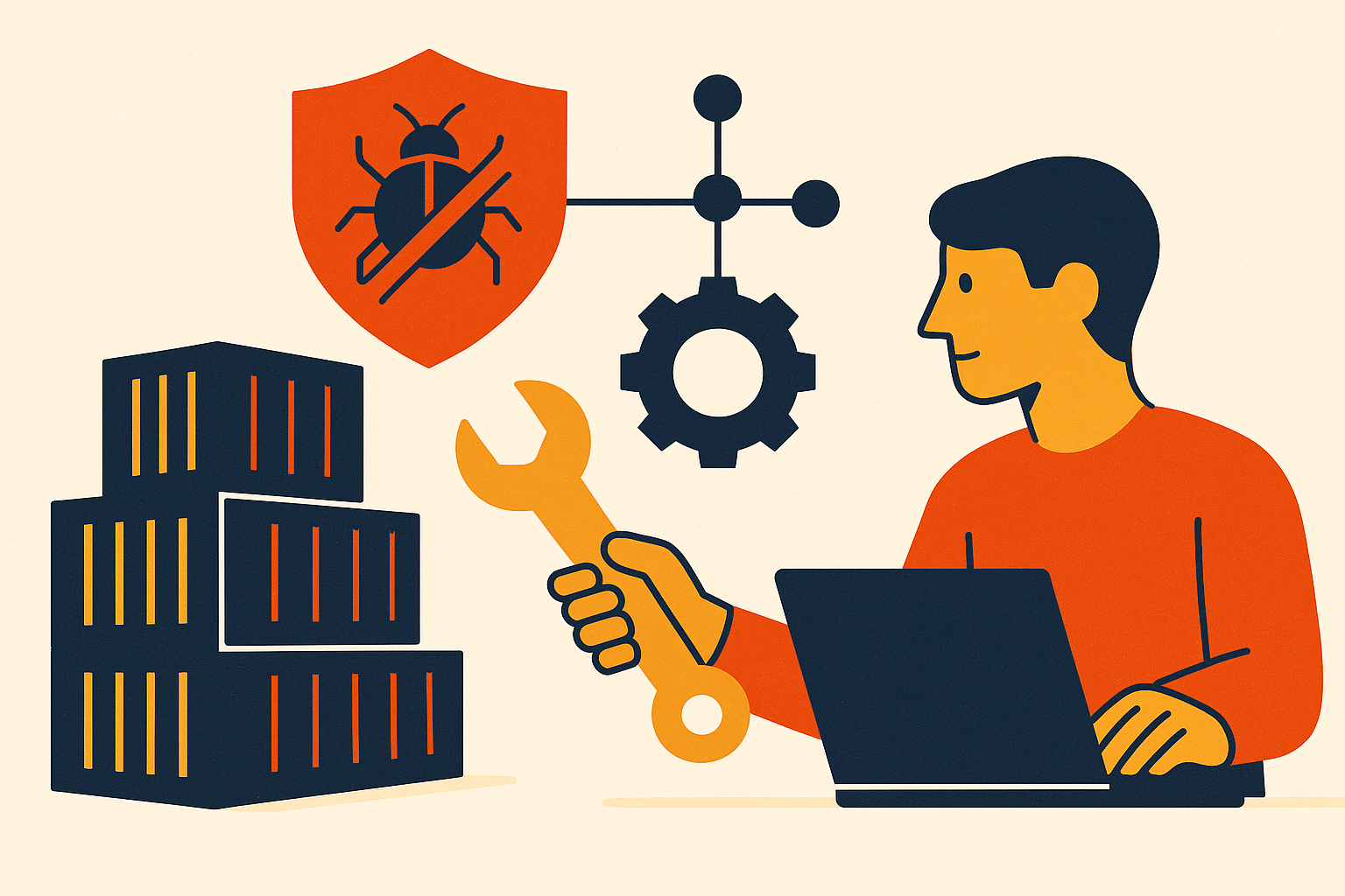 Cover illustration for “Automating CVE Patching in Containerized Production Environments”