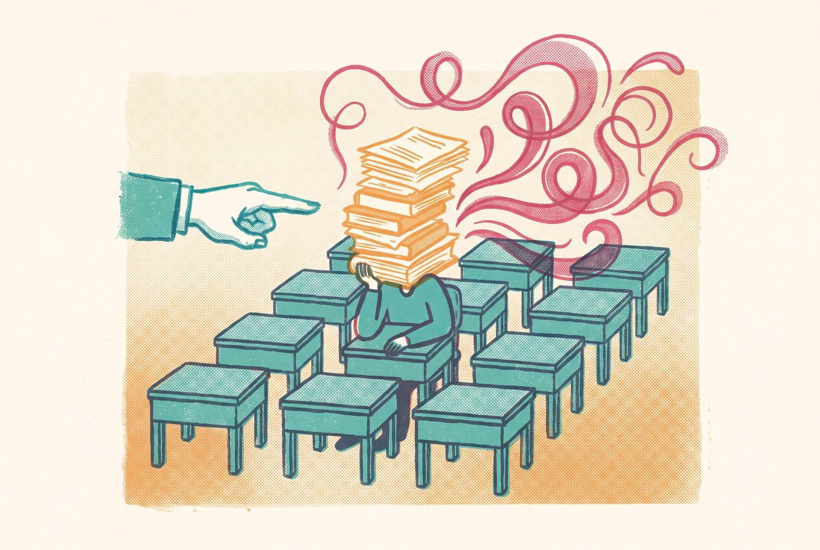 Cover illustration for “How Schools Fail Late-Identified ADHD Students Academically”