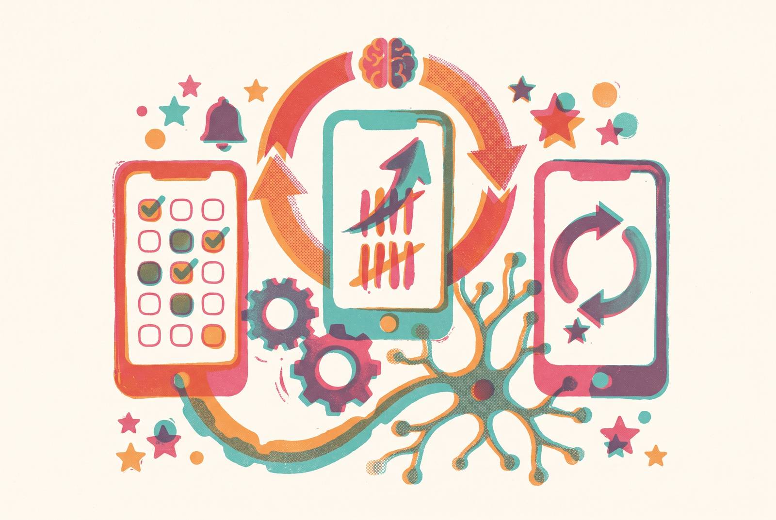 Cover illustration for “ADHD Habit Building Apps Compared by Behavioral Science Approach”