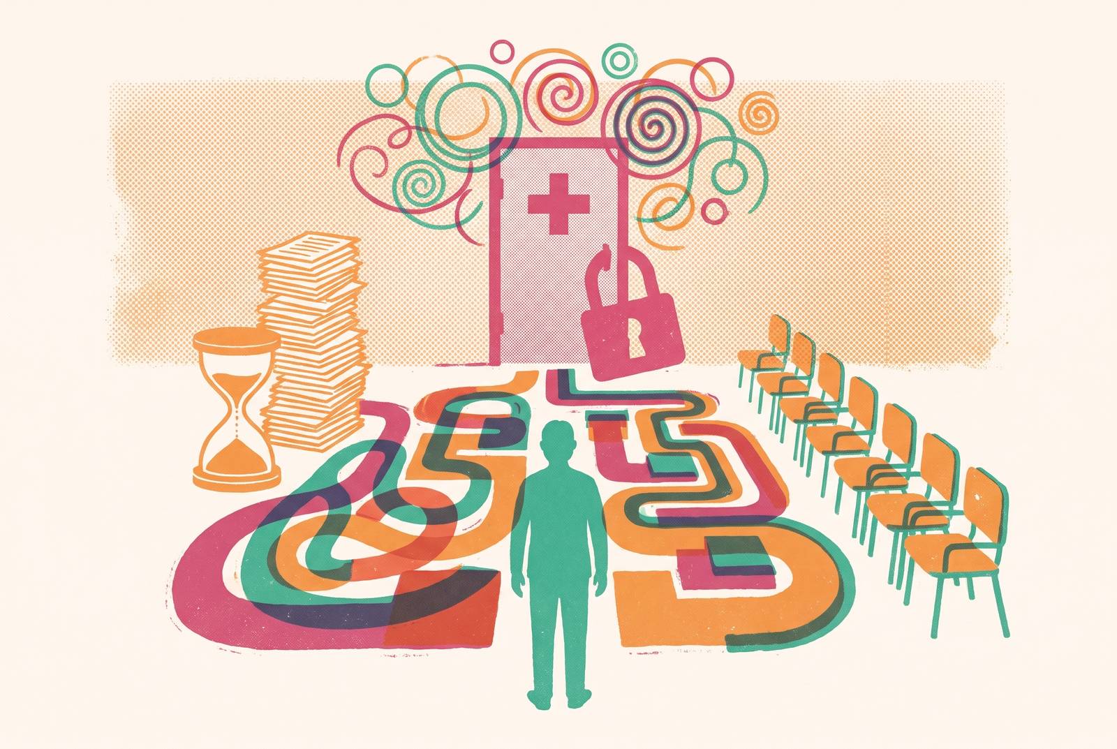 Cover illustration for “ADHD Healthcare Access Barriers for Adults”