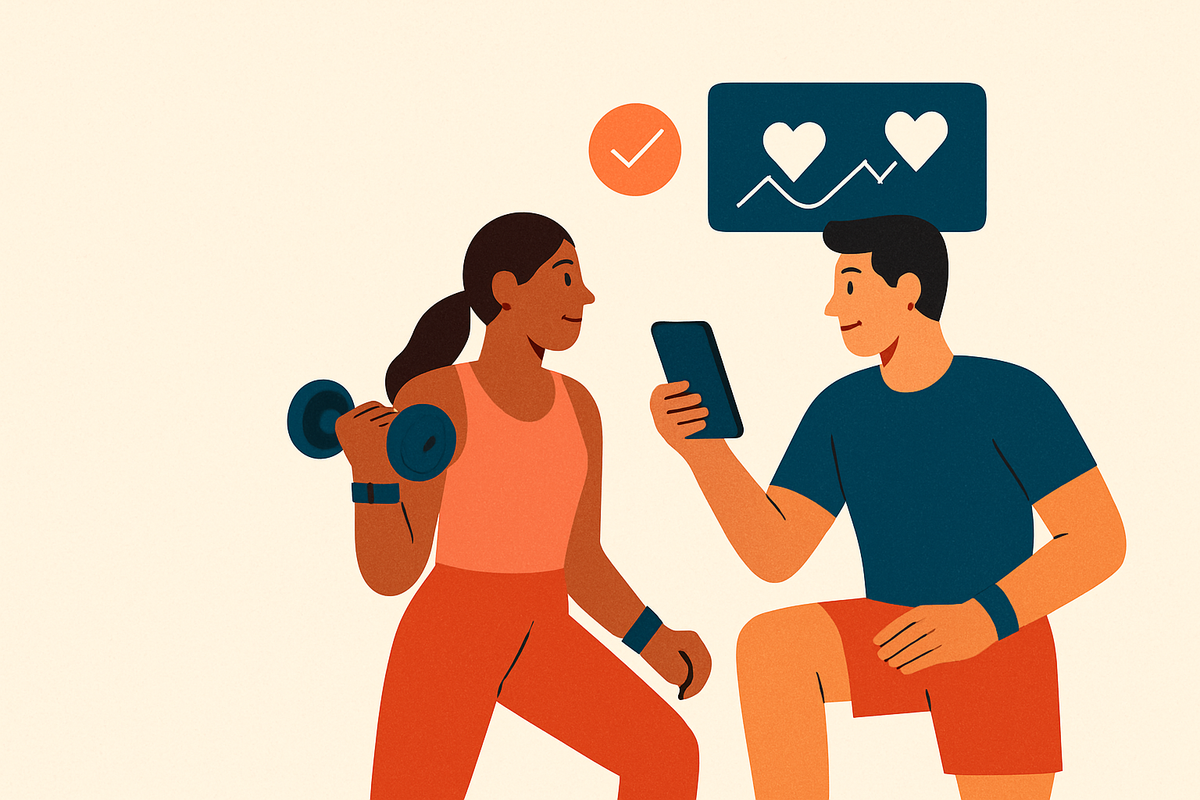 Cover illustration for “fitness accountability tools for couples who want to work out together”