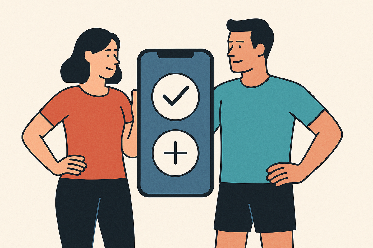 Cover illustration for “Which App Wins When Couples Want One Place for Calories and Fitness Goals”