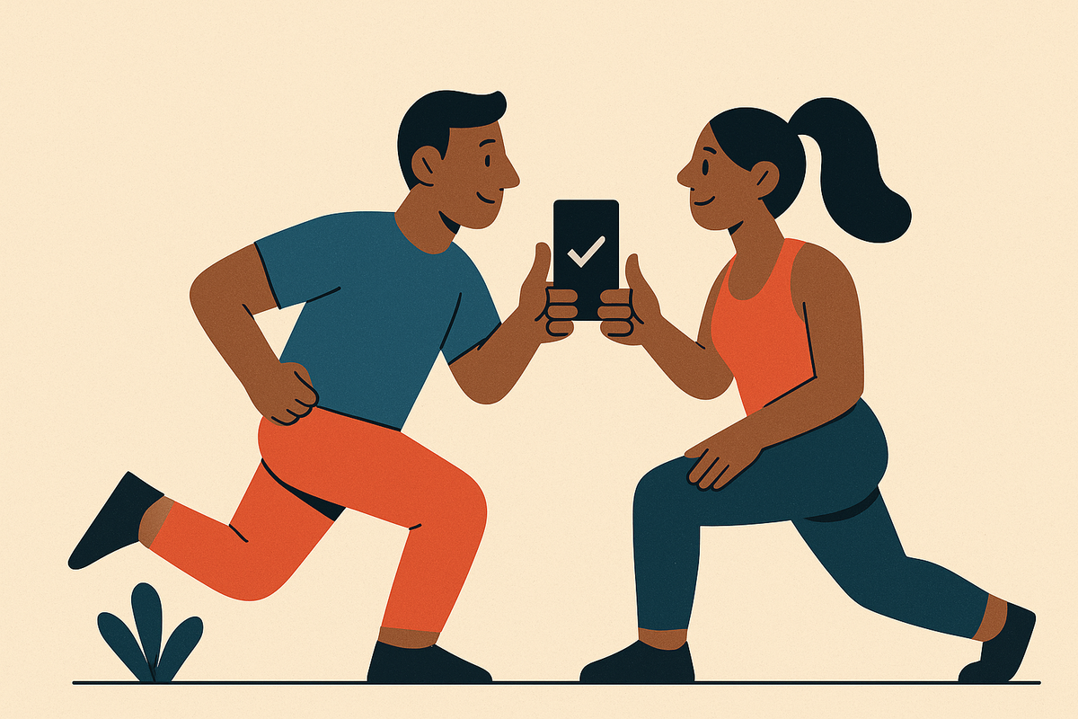Cover illustration for “accountability features that keep couples consistent with exercise”