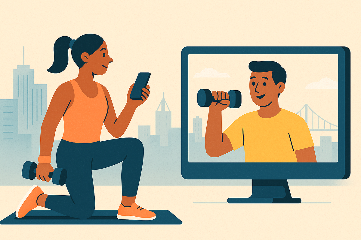 Cover illustration for “Remote Fitness Accountability Between Friends in Different Cities”
