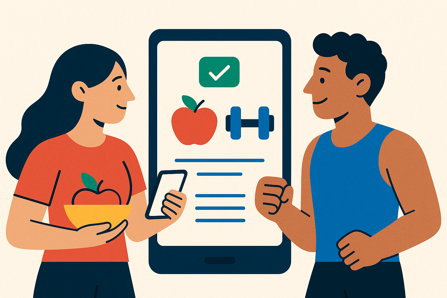 Cover illustration for “Apps That Let Couples Log Calories and Workouts in One Shared Space”